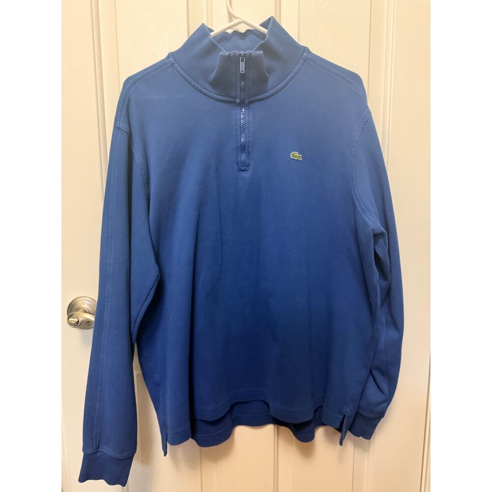 Lacoste Men’s XXL (7) 1/4 Zip Pullover – 100% Cotton – Blue Croc Logo